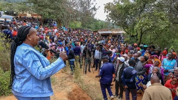 Machakos Governor Wavinya Ndeti addressing residents of Kawauni in Kangundo Sub-County on July 23, 2026. 