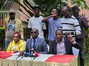 Human rights activists from the Alliance for Human Rights Activists & Defenders for Justice and Accountability during a press briefing in Nairobi.