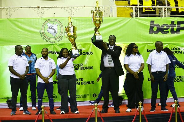 Kenya Volleyball Federation President Charles Nyaberi and betPawa officials at the sponsorship unveiling ceremony at Kasarani on July 18, 2026.