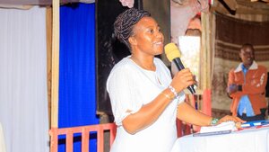 Meru's County Executive Committee Member (CECM) for Finance CPA Monica Kathono speaking in a public function.