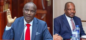Treasury CS John Mbadi and his Agriculture counterpart Mutahi Kagwe. 