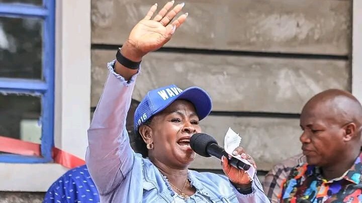 Machakos Governor Wavinya Ndeti addressing residents of Wamunyu Ward 