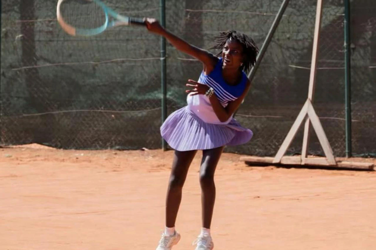 Bathsheba Ogamba in action in a past tennis match. 