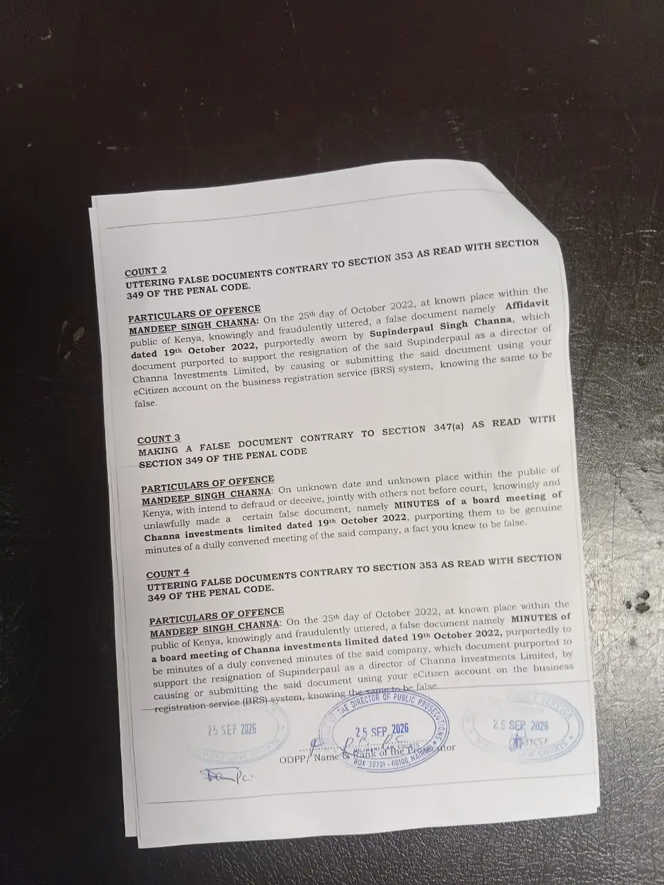 Businessman charged over fake BRS records claiming director resigned