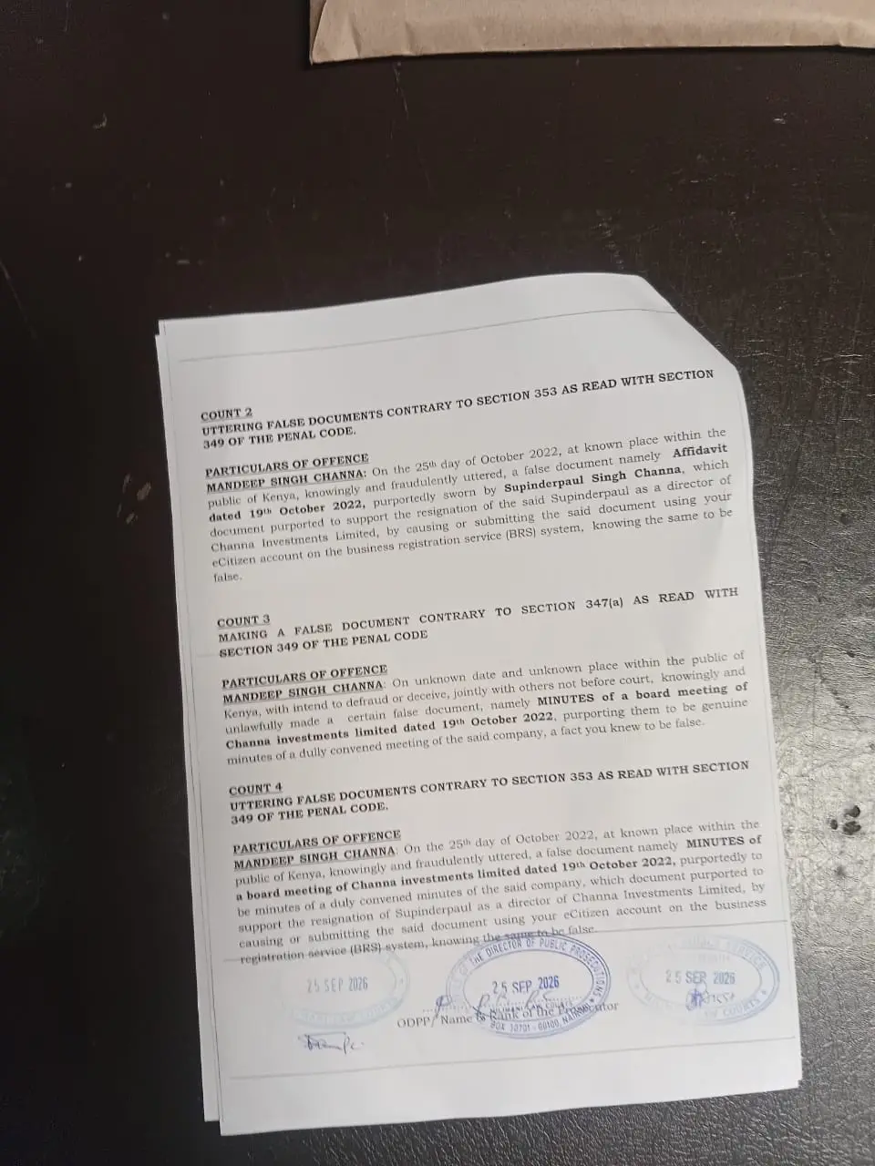 Businessman charged over fake BRS records claiming director resigned