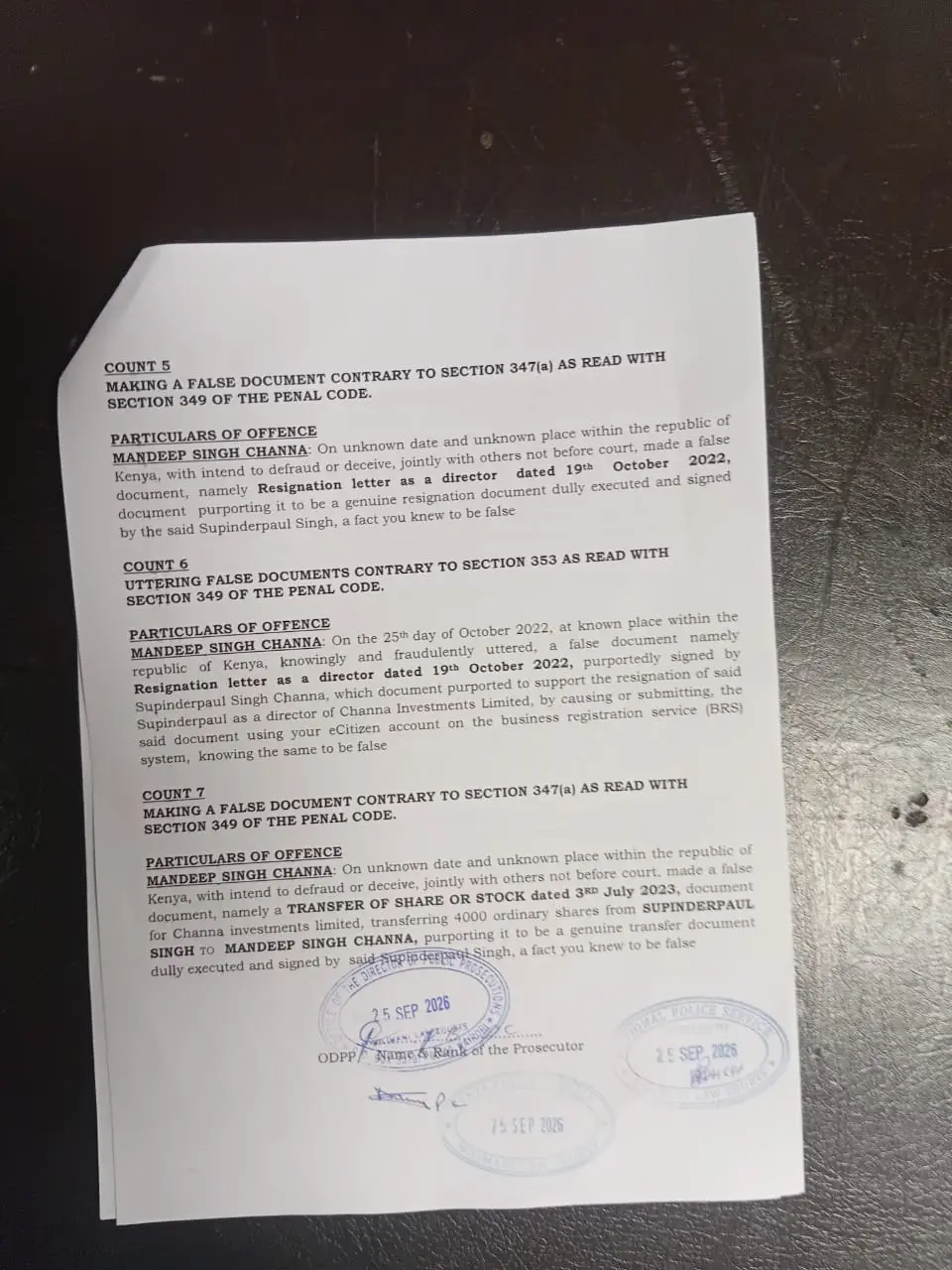 Businessman charged over fake BRS records claiming director resigned