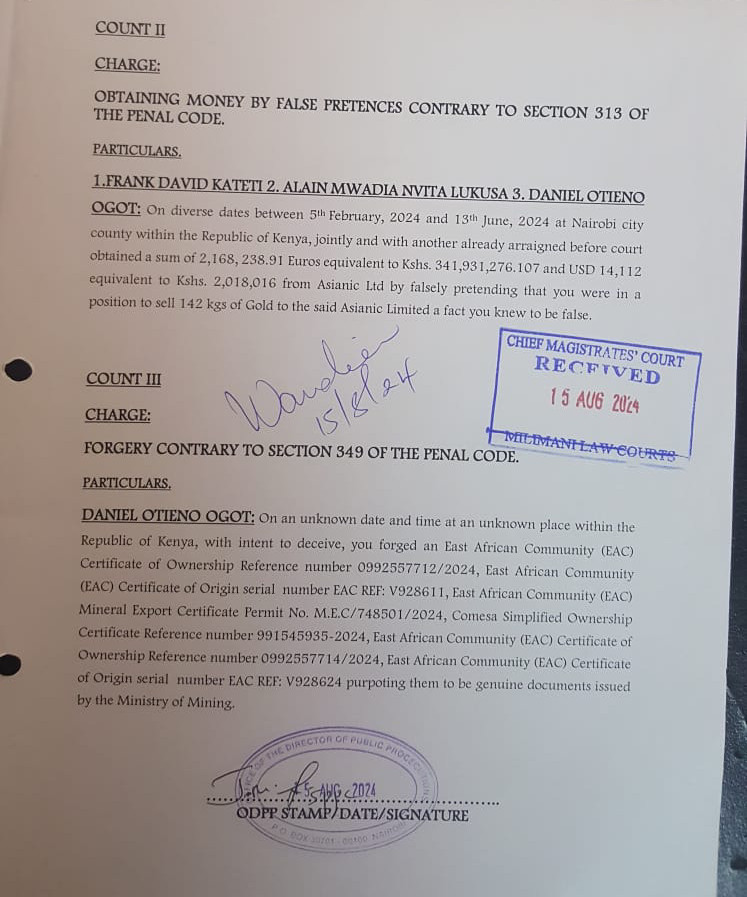 Three men deny defrauding international company of KES 341 million in gold scam