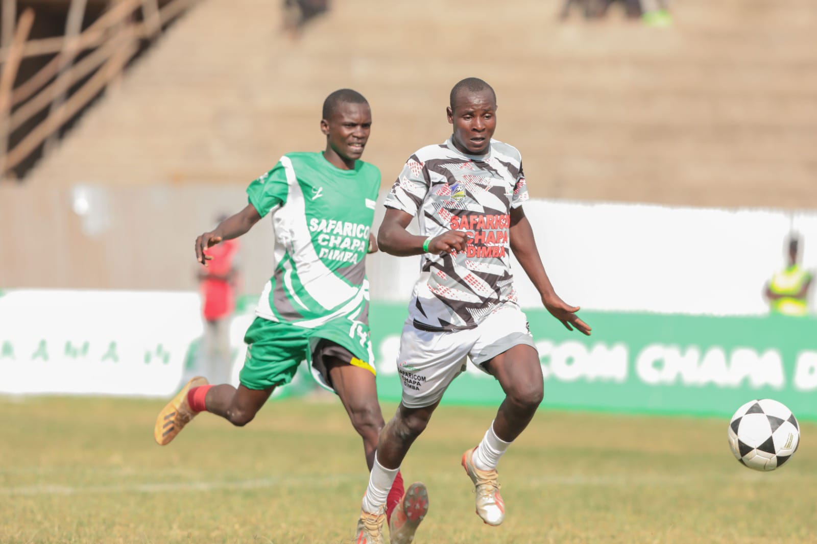 Ebwali Boys from Vihiga take on John Osogo Boys from Busia in the fourth edition of the Safaricom Chapa Dimba Western Regional Finals at Bukhungu Stadium in Kakamega