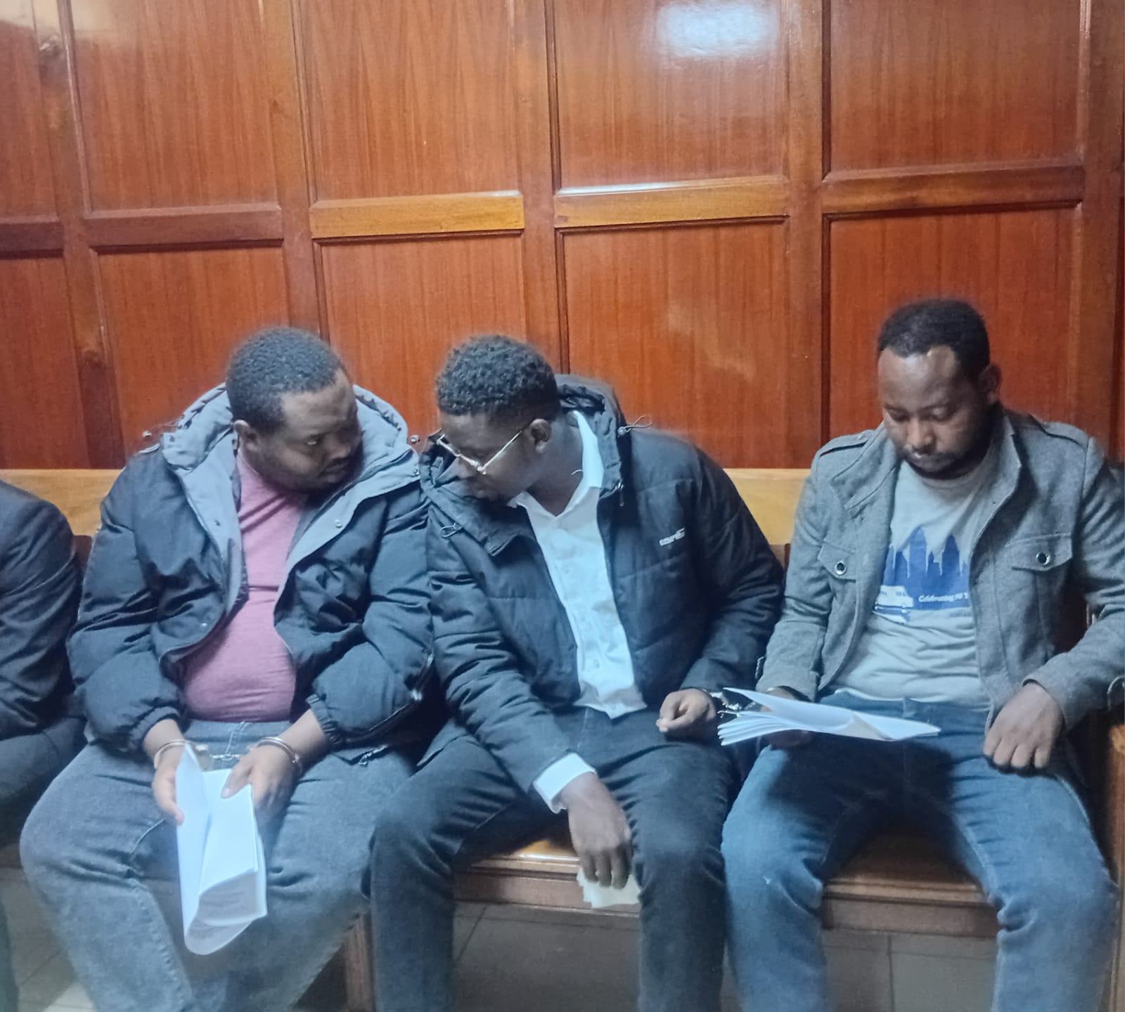 Runaway suspects in Dr Victoria Mutiso murder case when they were arraigned at Milimani on September 2, 2026. 
