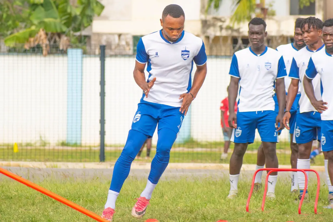 Mombasa United FC players during an intensive training session. 