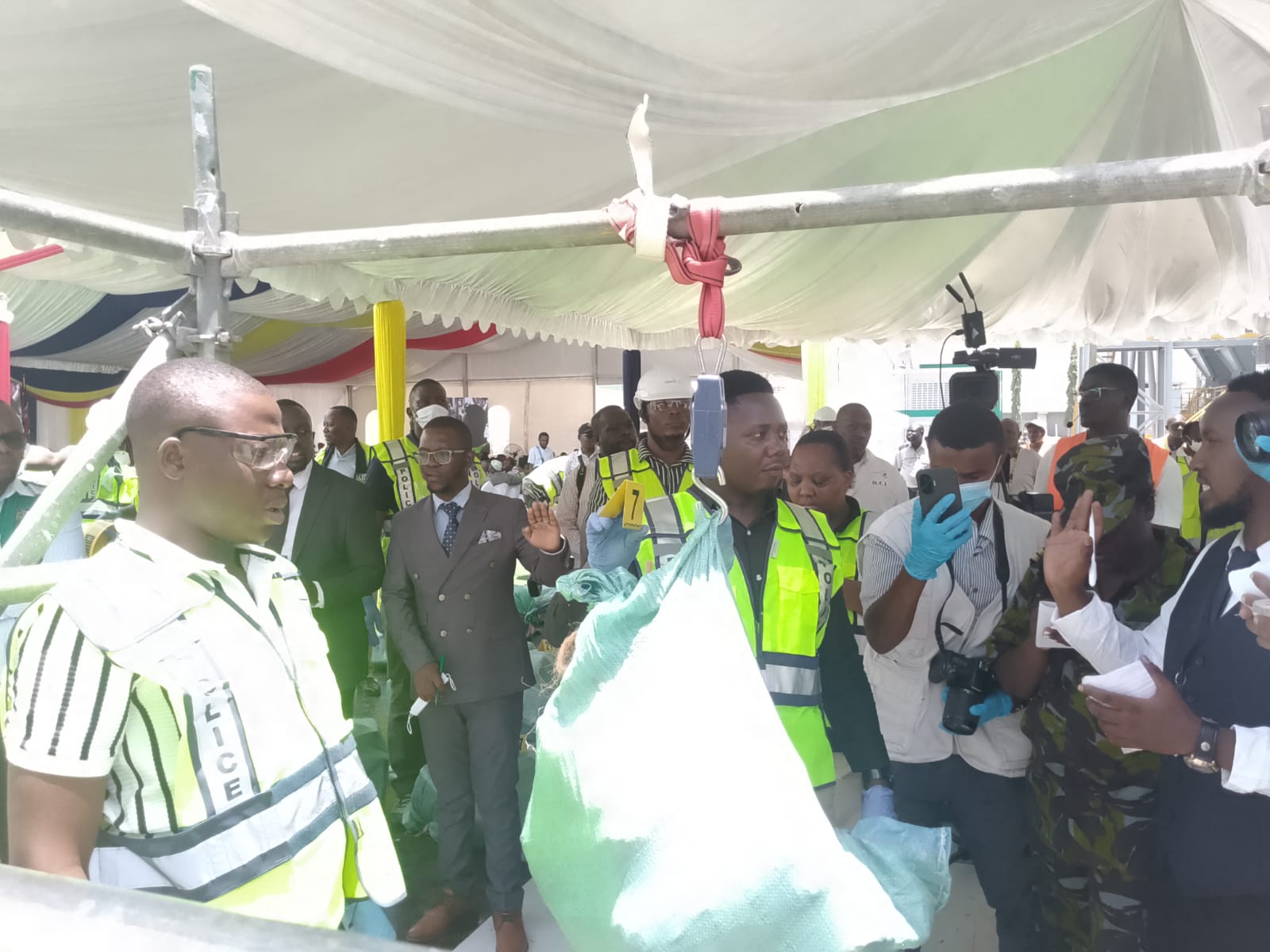 Part of the consignment of the drug haul being weighed by security officers in front of court officials before destruction at the Bamburi Cement Factory incinerator on September 24, 2026.