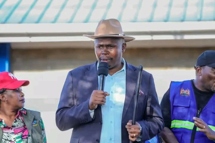 Machakos County Executive Committee Member (CECM) for Roads, Transport, Housing and Lands, Nathaniel Nganga, during the official opening of the renovated Kyawango Dispensary in Mwala Sub-county. 